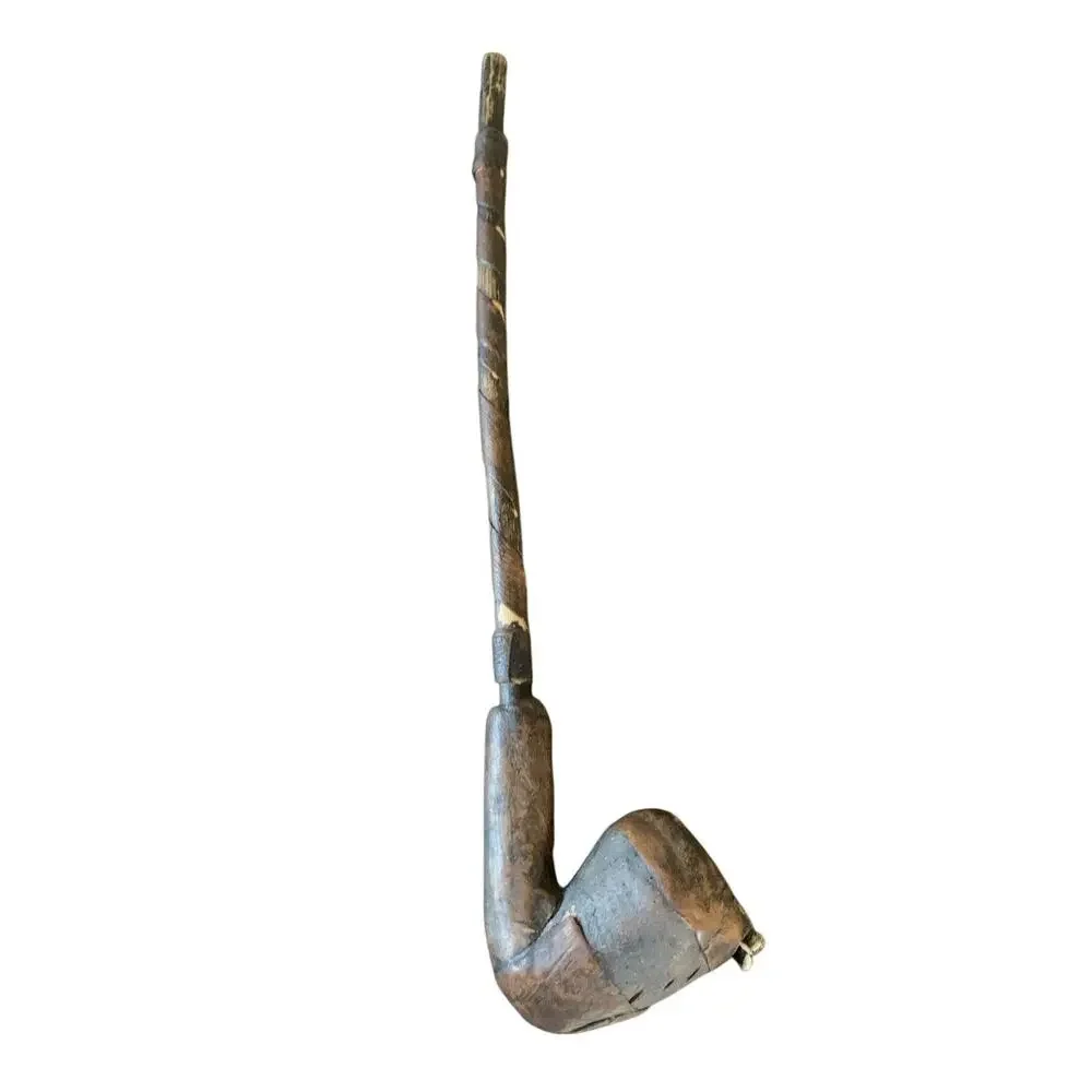 Hand Carved Wood Tobacco Pipe Vintage Long 16 inch Rustic Folk Art‎ Display